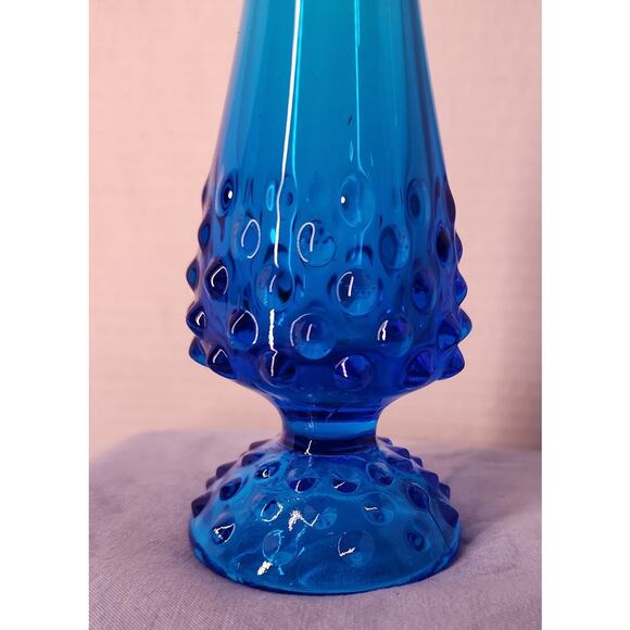 Fenton Blue Hobnail Colonial Swung Vase Pedestal 10"  MCM - M - Picture 7 of 7